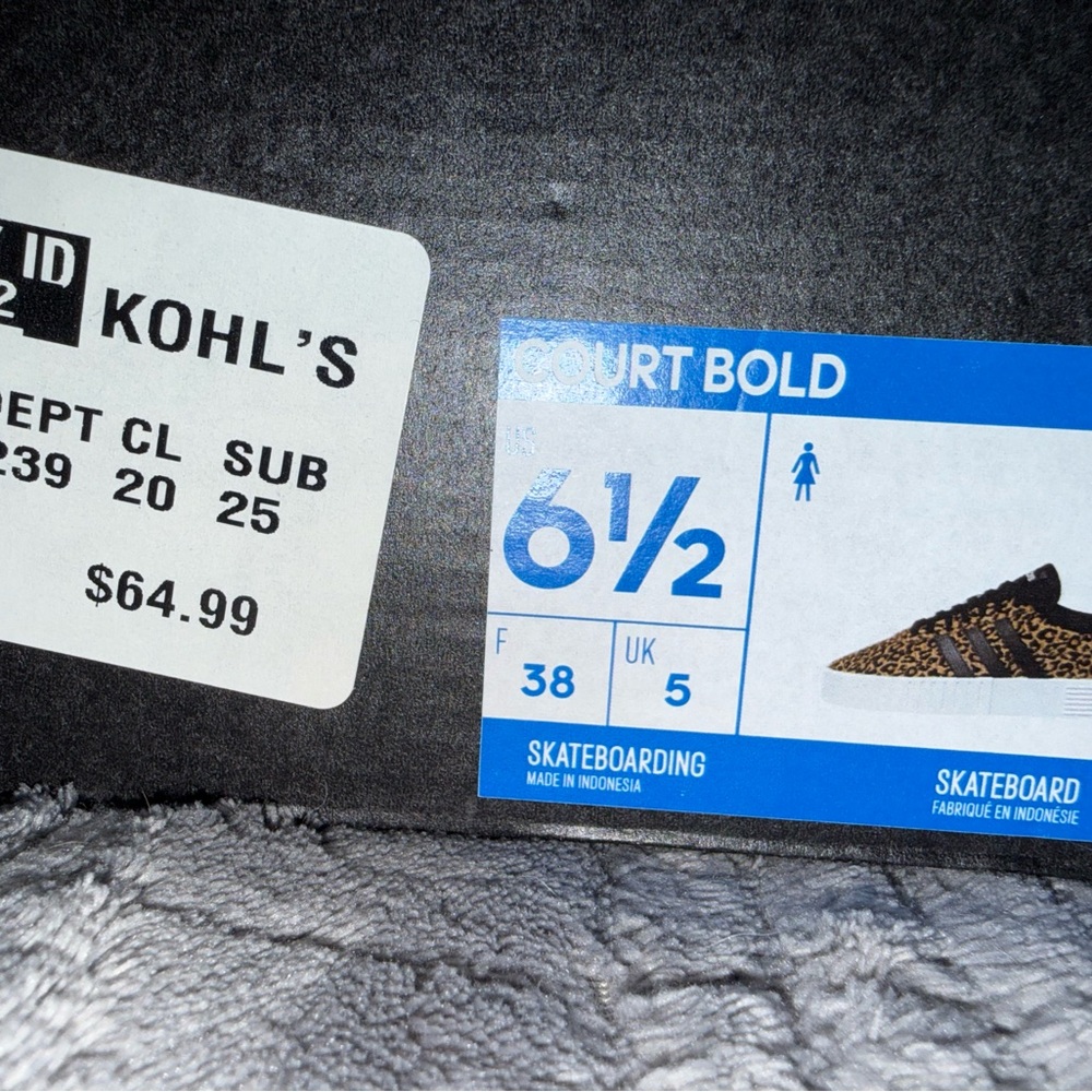 adidas Court Bold Skate Shoes Box Label - Blue and White